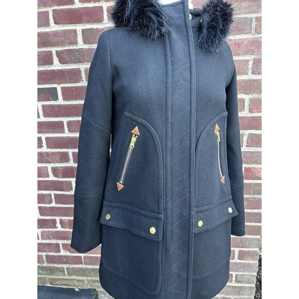 J. Crew Chateau Parka in Italian Stadium-Cloth Black 2 - Picture 8 of 12